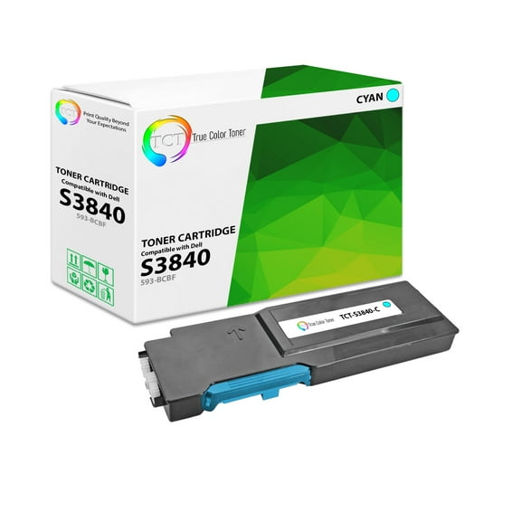 TCT S3840 Cyan Toner Cartridge - Premium Compatible Replacement for Dell S3840 S3845 593-BCBF Cyan