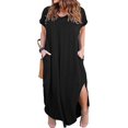 thumbnail image 1 of Vestido Kancystore Summer para mujer, talla grande con bolsillos, negro, 1 of 5