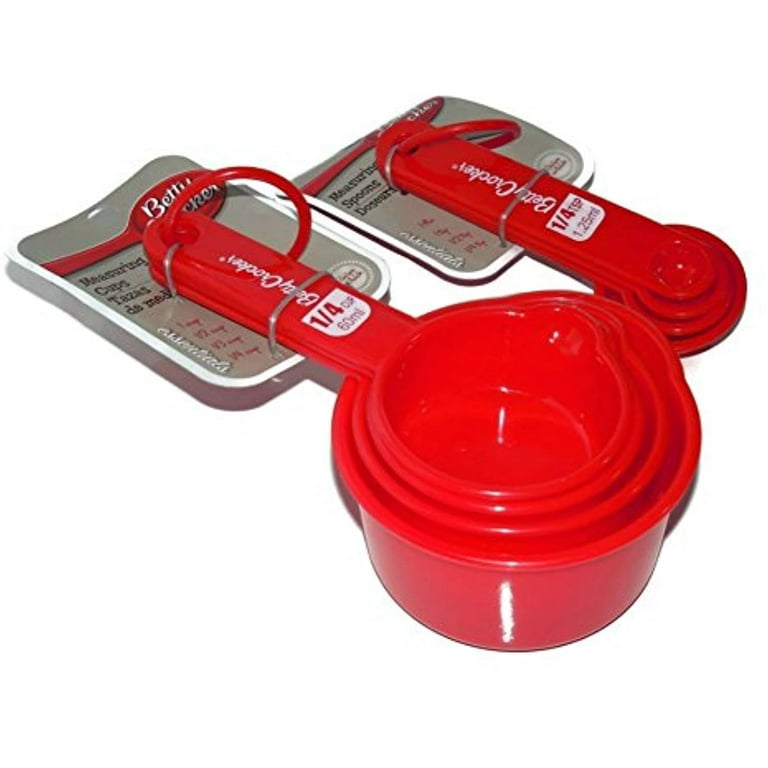 Tupperware Measuring Spoons Set 6 Scoops Nesting Click-Together Cups Red