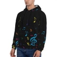 thumbnail image 3 of Rateoe Color Musical Notes Pattern Mens Hoodie, Pullover Hooded Sweatshirt, Kangaroo Pocket Hoodie Ideal for Daily Wear, Travel and Home-3X-Large, 3 of 7