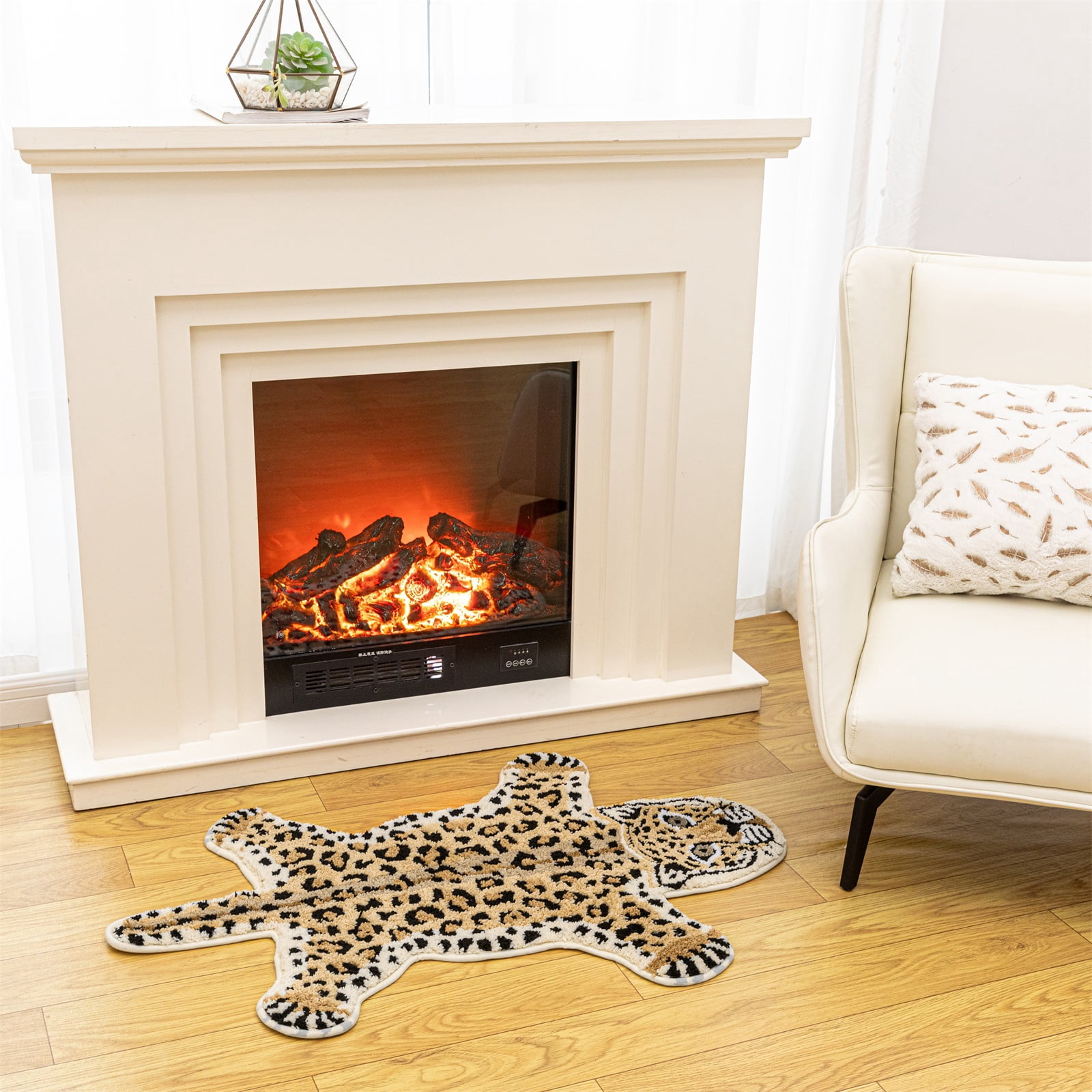 yingda1992 Brown Leopard Bath Mat for Bathroom Cute Cheetah Print Funny Cartoon Non Slip Animal Shaped Absorbent Bathtub Mat Plush Shower Door Mat Decor 39.3x25.5 Inch