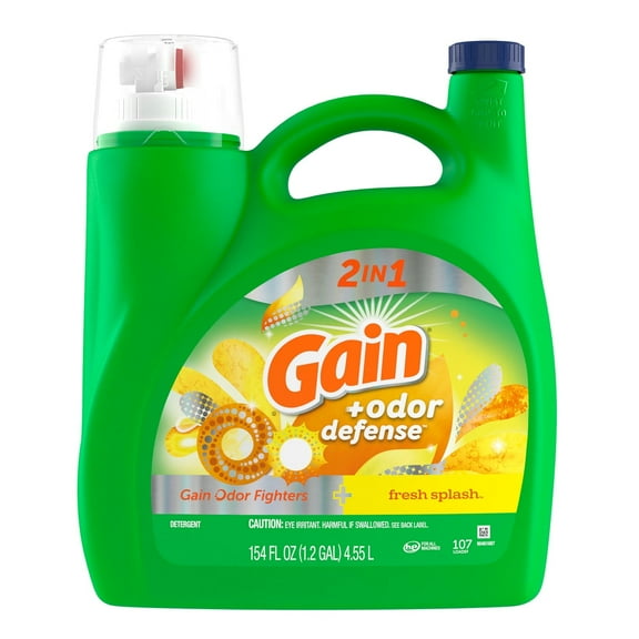 Gain   Odor Defense Fresh Splash Liquid Laundry Detergent (Pack 1) - 107 Loads, 154floz