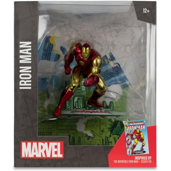 Figura Coleccionable Iron Man, McFarlane Marvel Figura Posada a Escala 1:10 con Escena