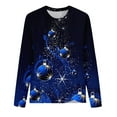 thumbnail image 5 of Lindreshi Christmas Shirts for Women Long Sleeve Women's Fashion Printed Loose T-shirt Long Sleeves Blouse Round Neck Casual Tops, 5 of 5