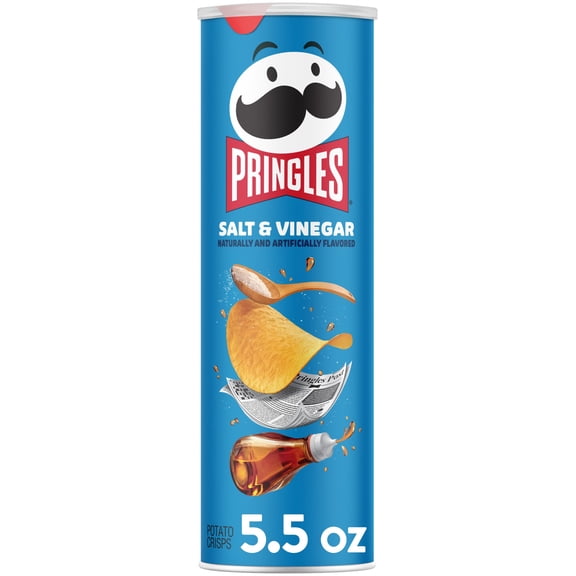 Pringles Salt and Vinegar Potato Crisps Chips, Lunch Snacks, 5.5 oz Canister