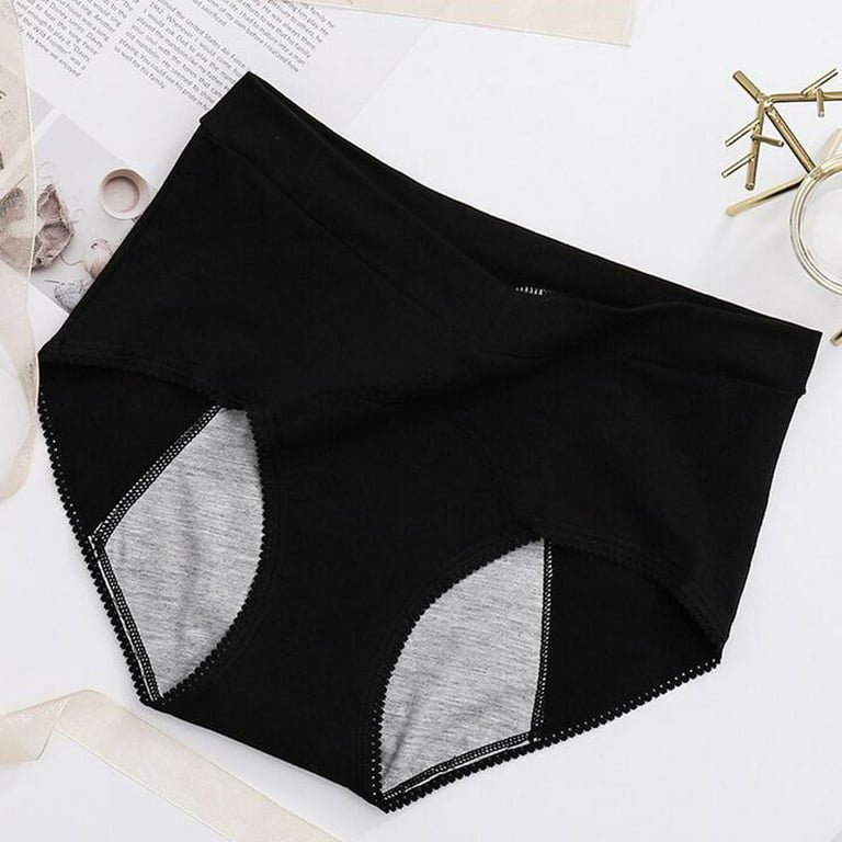 Underwear for Women Plus Size Leak Proof Menstrual Period Panties Women  Underwear Physiological Waist Pants Black Xxxxl