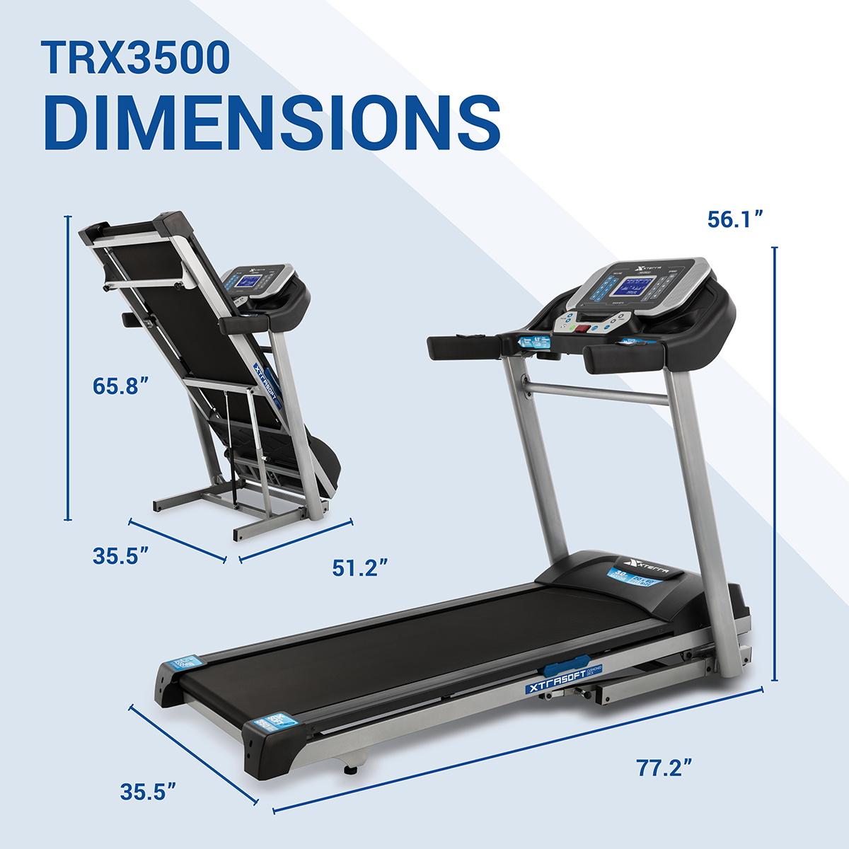 XTERRA TRX3500 Folding Motorized Treadmill with Bluetooth FTMS, Handlebar Control Buttons, Built-In Speaker and Audio-Jack - image 9 of 9