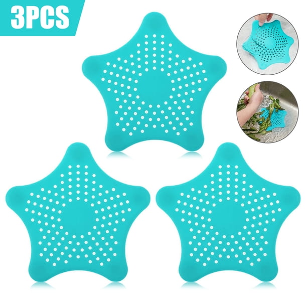 Filtro de drenaje para fregadero en forma de estrella de mar de silicona, tapón colector de pelo para bañera, filtro de orificio de drenaje, colador para baño, cocina, inodoro, 3 uds.