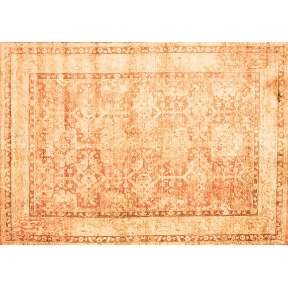 Ahgly Company Indoor Rectangle Oriental Orange Traditional Area Rugs, 3' x 5'