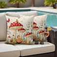 thumbnail image 4 of Red Mushroom Outdoor Waterproof Pillow Covers, Spring Floral Pastoral Butterfly Decorative Square Throw Pillowcase Sofa Cushion Sham for Patio/Couch/Chair, 24"x24" 2 Pack, 4 of 8