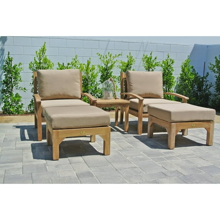 Willow Creek Designs Huntington Teak 3 Piece Deep Seating Patio Set With End Table