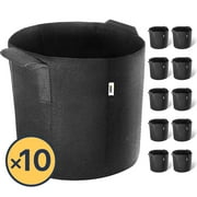 iPower 5-Gallon 10-Pack Grow Bags Fabric Aeration Pots Container with Strap Handles for Nursery Garden and Planting(Black)