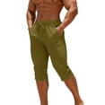 thumbnail image 2 of Mens Cropped Pants Drawstring Elastic Waist Capri Pants Casual Lightweight Jogger Pants Summer Breathable 3/4 Length Workout Lounge, 2 of 9