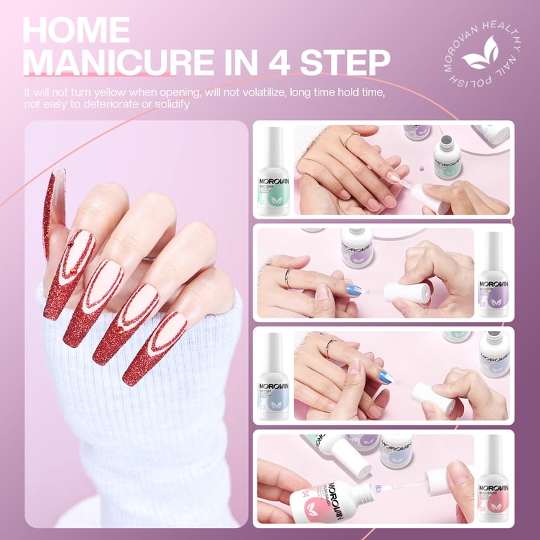 MOROVAN Dip Powder Liquid Set, 4-Piece with Brush photo 3