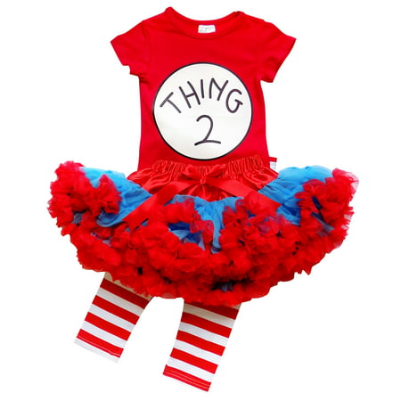So Sydney Toddler or Girl Deluxe Thing 1 or 2 Tutu 3 Pc Outfit Costume - Top, Pants, Tutu Skirt  (Best Toddler Girl Costumes)