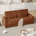 thumbnail image 5 of 87”Large Loveseat Sofa, 3 Seater Couch with Storage, Velvet Fabric Deep Seat Sofa with Pillow& Cup Holders, Modern Comfy Sofa with USB& Type-C Ports, Home Sofa Couch for Living Room Bedroom, 5 of 12