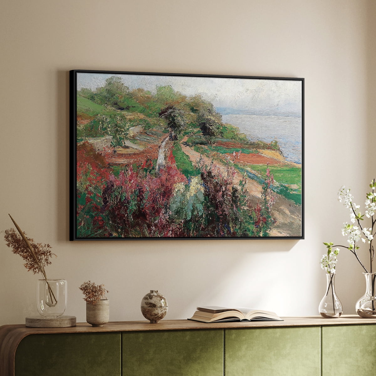 Vintage Landscape-CCXXXIX By Wexford Home Framed in Black Wood Gallery Wrapped Canvas 27 in. x 41 in.