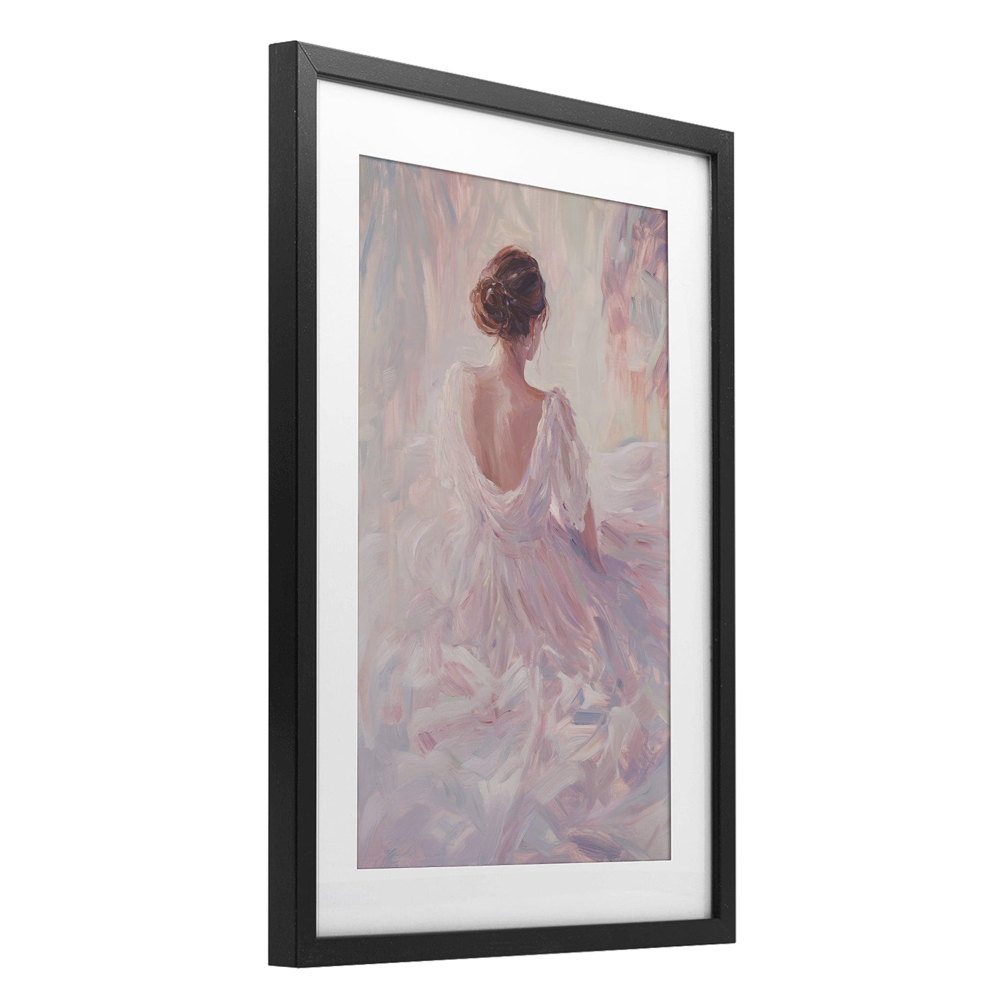 Stupell Industries Graceful Woman in Blush Gown Black Framed Print Under Glass, design by Petal Prints Design