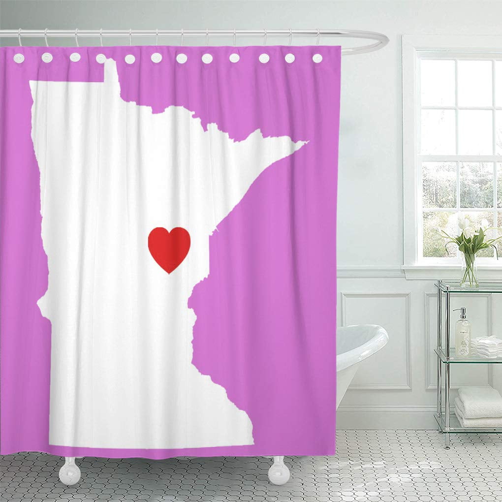 Yusdecor Map Orchid And White Minnesota Red Heart Shape Love Bathroom Decor Bath Shower Curtain 66x72 Inch Walmart Canada