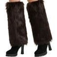 thumbnail image 5 of OQRKI 40cm Faux Fur Leg Warmer Plush Fashion Long Leg Warmer Boot Cuffs Cover for Women Girls (Brown), 5 of 7