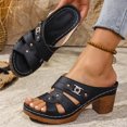 thumbnail image 4 of SACFOF Womens Open Toe Sandals Summer Casual Non Slip Slippers Orthopedic Chunky Low Heels Open Toe Casual Summer Dressy Walking Beach Slippers Hollow Out Shoes, 4 of 6