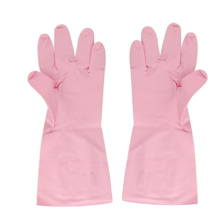 Pink Rubber Kitchen Dish Washing Cleaning Protect Hand Gloves
