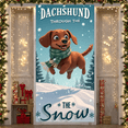 thumbnail image 4 of Animated Dachshund Banner Winter Theme Snowy Scene Christmas Decoration Holiday Display for Indoor Event Party, 4 of 9