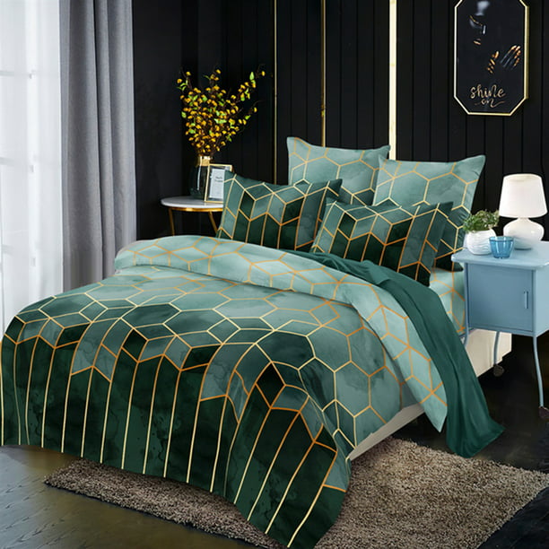 Yinkuu Geometric Duvet Cover Bed, Geometric Duvet Cover Super King