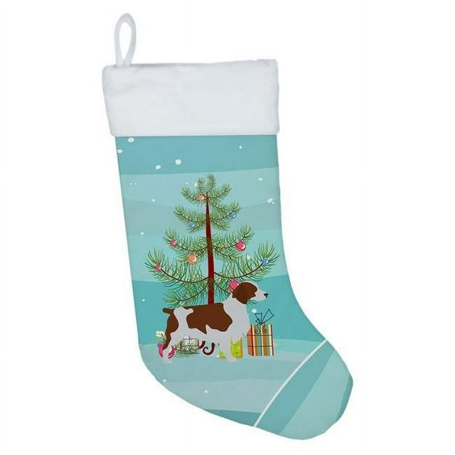 Carolines Treasures BB2918CS Welsh Springer Spaniel Merry Christmas Tree Christmas Stocking, Large, Multicolor