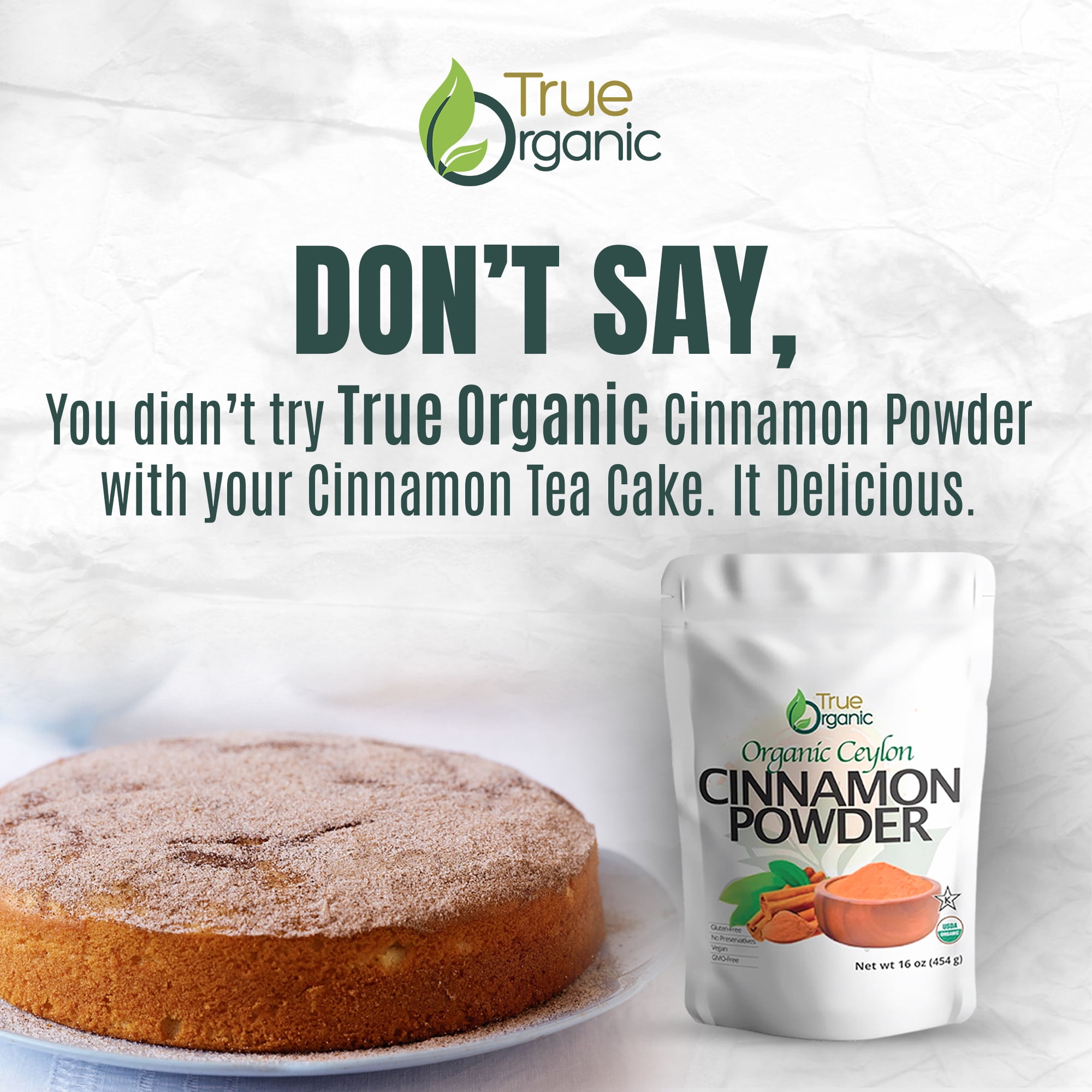 True Organic Ground Ceylon Cinnamon , 16 oz, USDA Organic & Kosher Certified