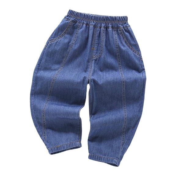 Glisme Toddler Boys Jeans Carrot Leg Denim Pants Lightweight Breathable Fall Casual Boys Baggy Trousers Size 3-4 Y
