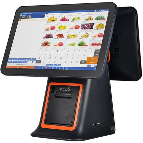 Dual Screen Touch Screen Cash Register, 15.6 Inch Touch Screen POS Systems for Small Business, All in One Cash Register WiFi Module for Retail Restaurant (POS Software is NOT Included)