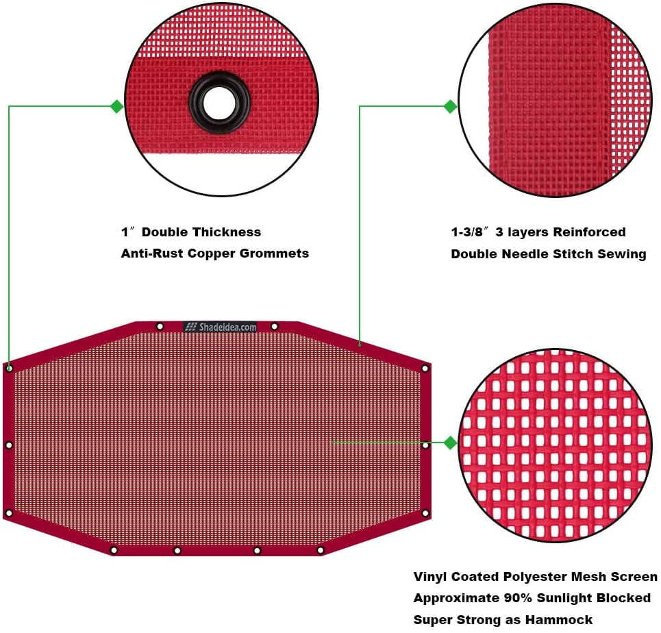 Shadeidea Jeep Wrangler Sunshade JL 4 Door Top Sunshade, JLU ( 2018 - Current) Rear - Cherry Red Mesh Screen Cover, UV Blocker with GrabBag Pouch - 10 Years Warranty