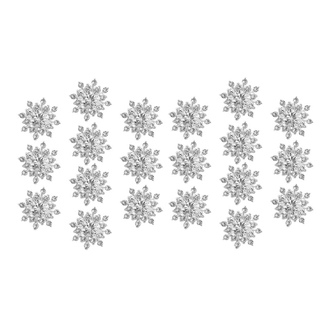 20 broches con adornos de diamantes de imitación en la parte trasera plana, con forma de flor, para manualidades y álbumes de recortes. Argén
