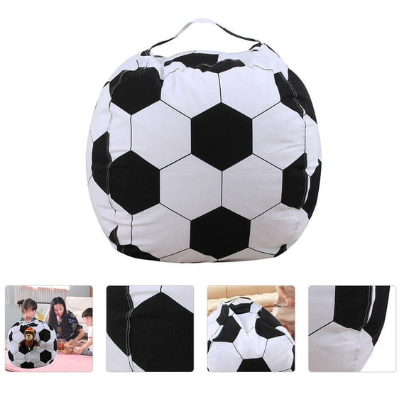 MIPCASE Stuffable Bean Bag Chair Cover Football Pattern White Polyester Storage Bag with Zipper and Handle