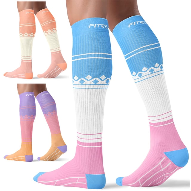 Calcetines de compresión FITRELL Bliss Cream 20-30 mmHg para mujeres y hombres