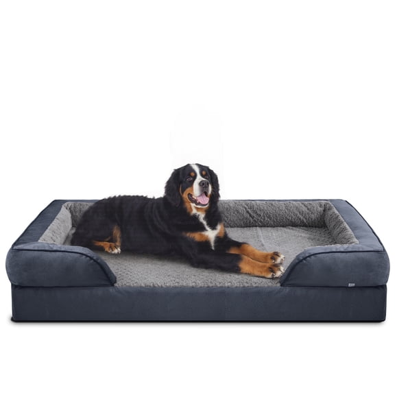 Extra Large Orthopedic Dog Bed, Waterproof Dog Couch Bed with Removable Washable Cover, Dog Sofa Bed X Large, Egg-crate Foam, Waterproof Lining, Nonskid Bottom, Gray, 42in