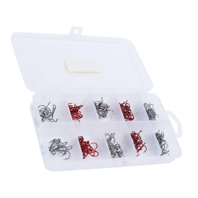 Juego de anzuelos triples de pesca profesionales de acero rico en carbono, accesorio de pesca con anzuelos triples, juego de anzuelos triples (negro/rojo)
