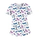 thumbnail image 1 of Blusa médica con cuello en V, cómoda y con estampado de animales lindos, ropa de trabajo multiusos para enfermeras Flor blanca, 1 of 9
