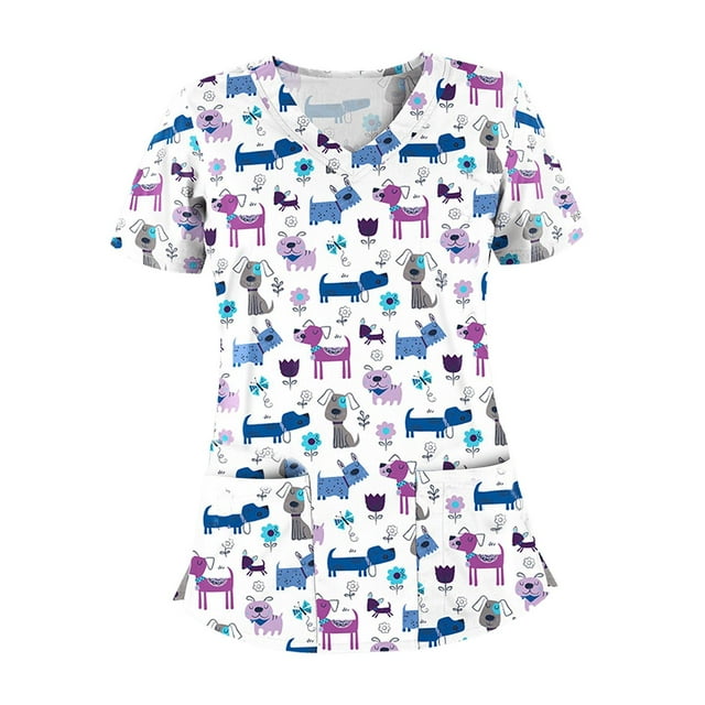 Top exfoliante con escote en V, manga corta, multiusos para mujeres, para SPA, cosmetología, camisa fácil de limpiar, uniforme de trabajo de enfermera XL