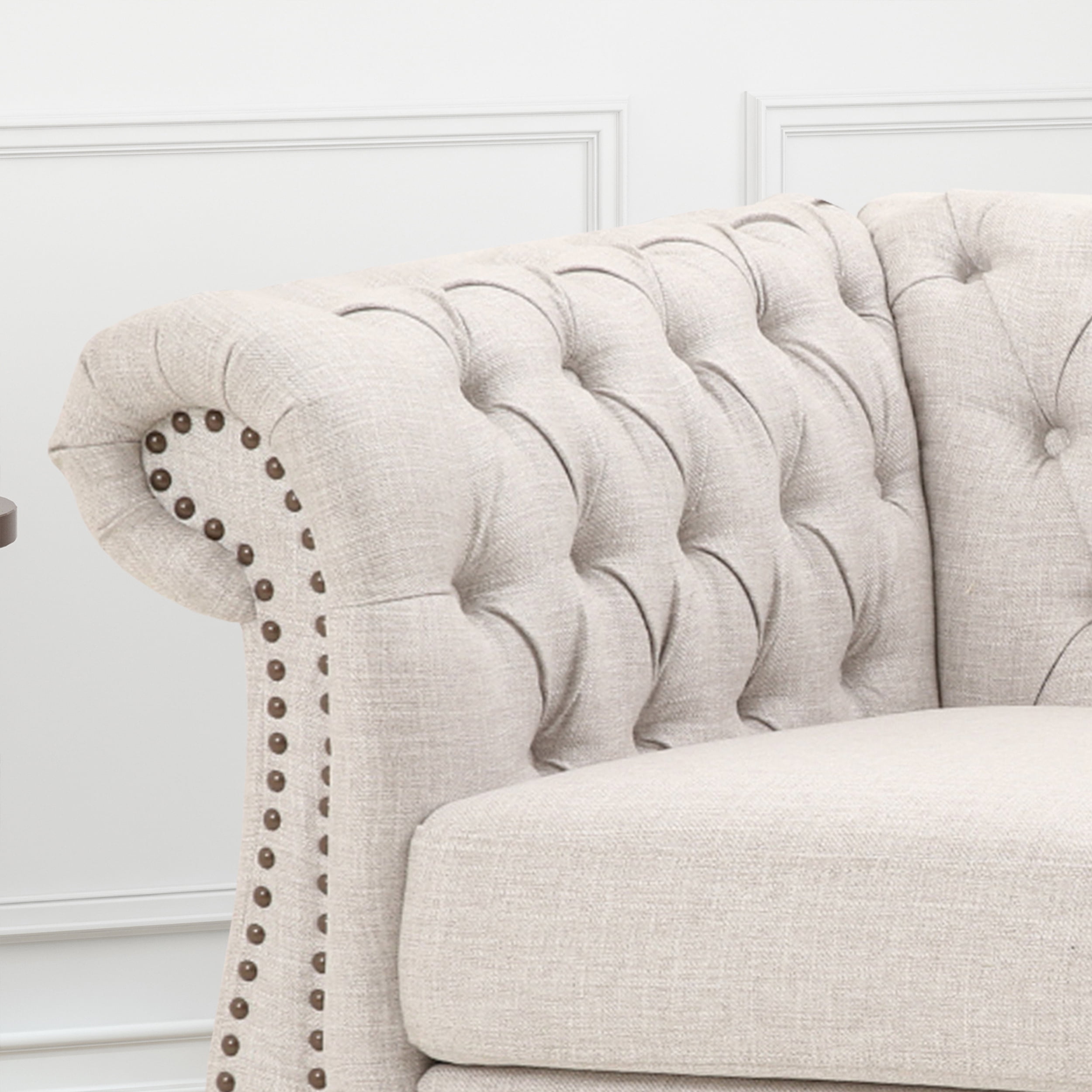 Noble House Millie Indoor Contemporary Tufted Fabric Club Chair, Beige