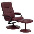 thumbnail image 1 of Contemporary Burgundy Leather Recliner and Ottoman with Leather Wrapped Base, 1 of 9