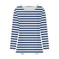 thumbnail image 6 of Oalirro Womens Striped Shirt Long Sleeve Crew Neck Tops Loose Fit Tshirt, 6 of 6