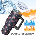 thumbnail image 5 of 40oz Pioneer Flower Floral Print Pattern Insulated Tumbler with Handle, BPA-Free Leak Proof Lid and Straws, Double Wall Vacuum, Hot 12h/Cold 34h, 5 of 6