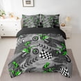 thumbnail image 2 of Manfei Green Dirt Bike Bedding Comforter Set 7-Piece, Motocross Game Full Bedding Set, Motorcycle Track Racing Flag Fitted Sheet Flat Sheet, Luxury Bedroom Decor, 2 of 8