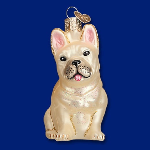 Old World Christmas French Bulldog Dog Glass Ornament 12436 FREE BOX