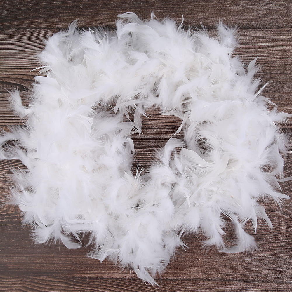 Christmas Tree Pure White Feather Ribbon Strip Decorations Boa Garland Party 2M 