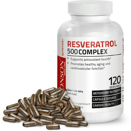 Resveratrol 500 Complex Red Wine Extract Natural Antioxidant Heart & Immune Health, 120 (Best Red Wine Resveratrol Content)