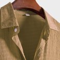 thumbnail image 5 of MIUOWANP Men's Short Sleeve Shirts Button Down With Pockets Jacquard Dark Grid Turn Down Collar T-Shirt Size S(4)Khaki, 5 of 6