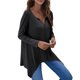 thumbnail image 5 of Camiseta suelta para mujer, manga larga, cuello en V, dobladillo irregular, camisas, jerseys Abanopi Gris/Extragrande, 5 of 7